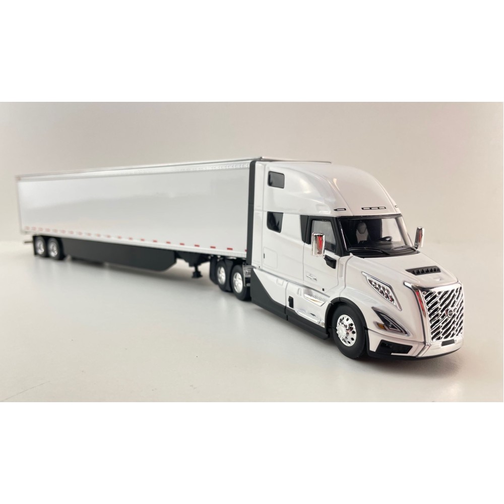 First Gear 50-3501 Volvo VNL 860 High-Roof Sleeper Truck with 53' Trailer with Skirts White 1:50 Scale
