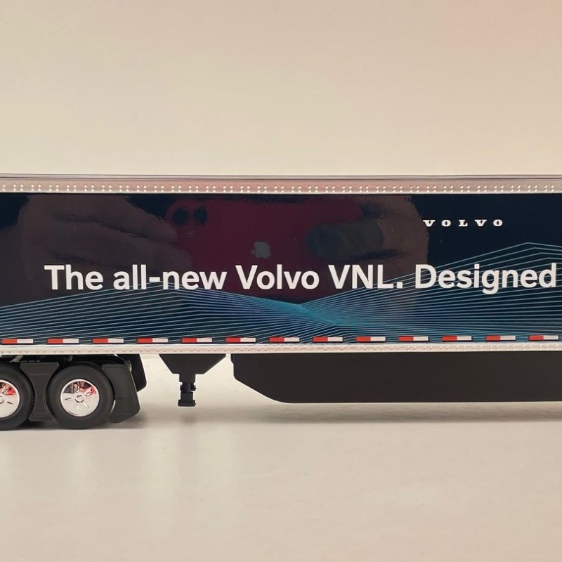 First Gear 50-3502 Volvo VNL 860 High-Roof Sleeper Truck with 53' Trailer with Skirts Coastal Mist 1:50 Scale