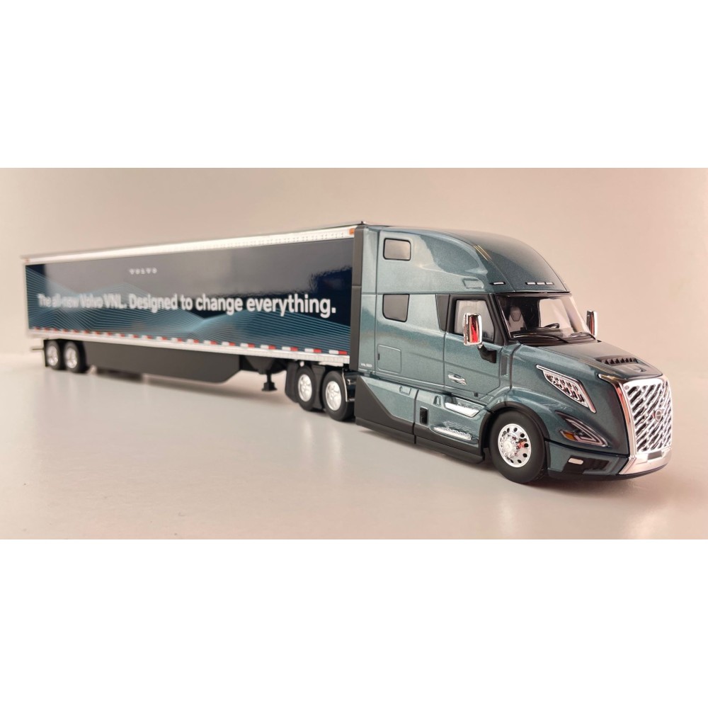 First Gear 50-3502 Volvo VNL 860 High-Roof Sleeper Truck with 53' Trailer with Skirts Coastal Mist 1:50 Scale