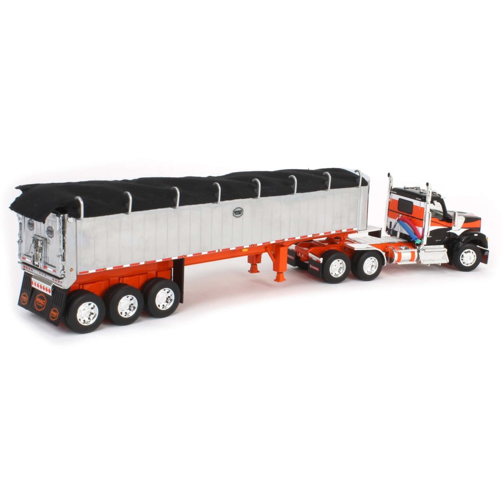 First Gear 60-2008 Kenworth W990 Truck Chrome MAC Coal End Dump Trailer Black / Orange - Scale 1:64