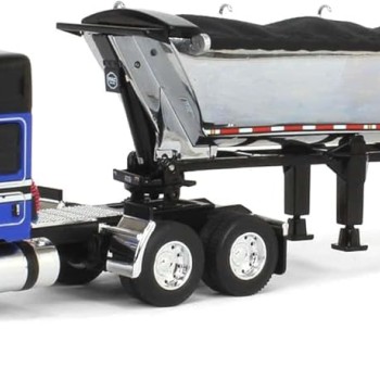 First Gear 60-2009 Kenworth W990 Truck Chrome MAC End Dump Trailer Blue & Black - Scale 1:64