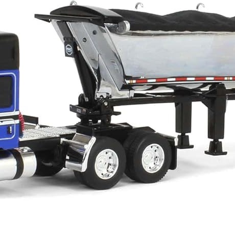 First Gear 60-2009 Kenworth W990 Truck Chrome MAC End Dump Trailer Blue & Black - Scale 1:64