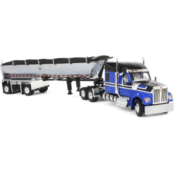 First Gear 60-2009 Kenworth W990 Truck Chrome MAC End Dump Trailer Blue & Black - Scale 1:64