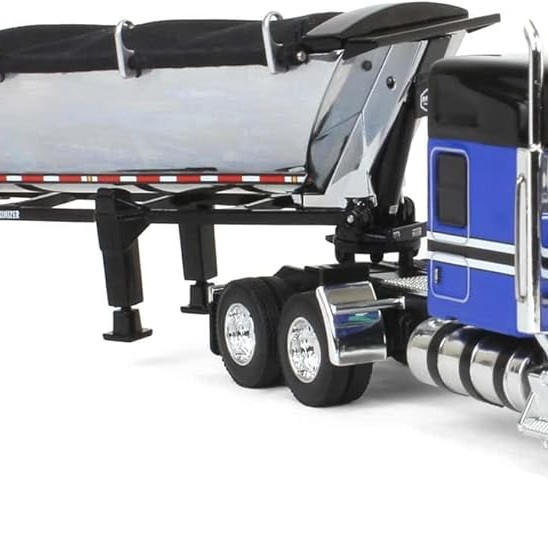 First Gear 60-2009 Kenworth W990 Truck Chrome MAC End Dump Trailer Blue & Black - Scale 1:64