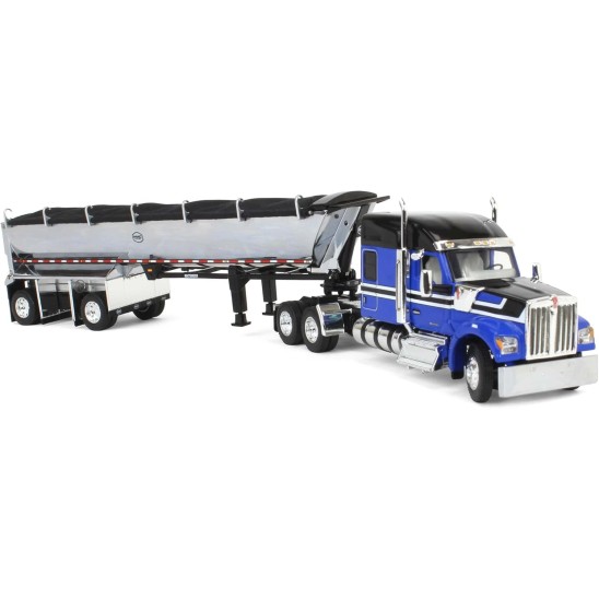First Gear 60-2009 Kenworth W990 Truck Chrome MAC End Dump Trailer Blue & Black - Scale 1:64