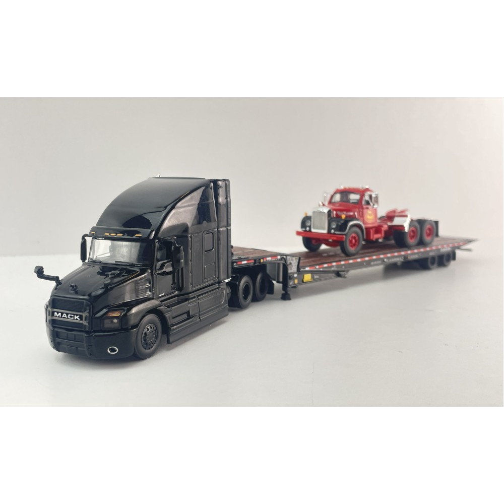 First Gear 60-2151 Mack Anthem 6x4 Truck with Landoll 440B-50CA Trailer & Mack B-61 Day Cab Load Truck 125 Years Mack Anniversary - Scale 1:64