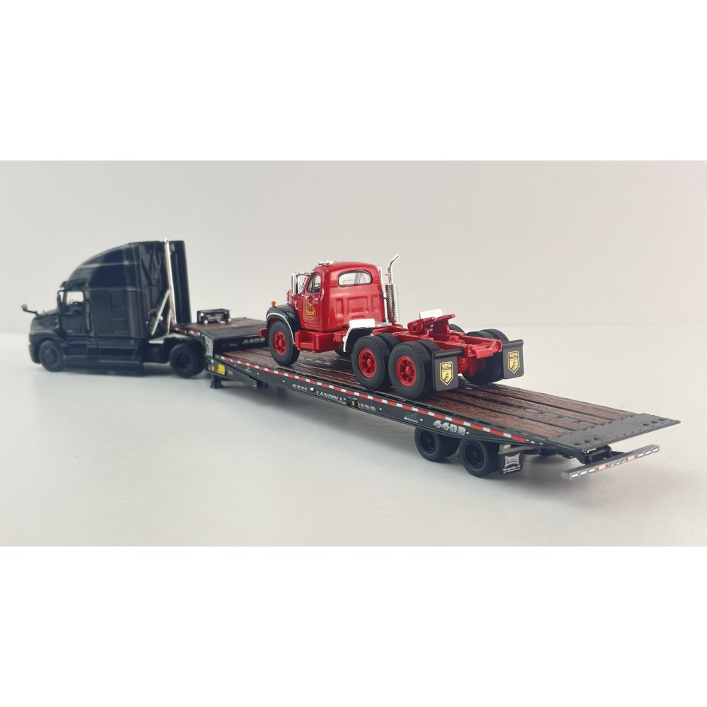 First Gear 60-2151 Mack Anthem 6x4 Truck with Landoll 440B-50CA Trailer & Mack B-61 Day Cab Load Truck 125 Years Mack Anniversary - Scale 1:64