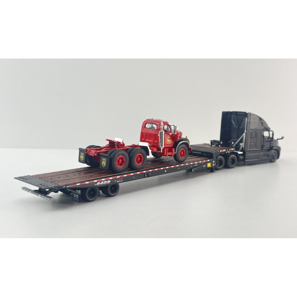 First Gear 60-2151 Mack Anthem 6x4 Truck with Landoll 440B-50CA Trailer & Mack B-61 Day Cab Load Truck 125 Years Mack Anniversary - Scale 1:64