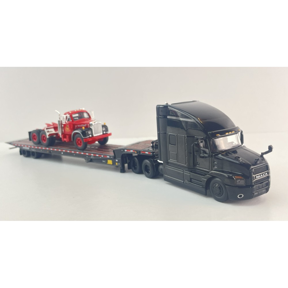 First Gear 60-2151 Mack Anthem 6x4 Truck with Landoll 440B-50CA Trailer & Mack B-61 Day Cab Load Truck 125 Years Mack Anniversary - Scale 1:64