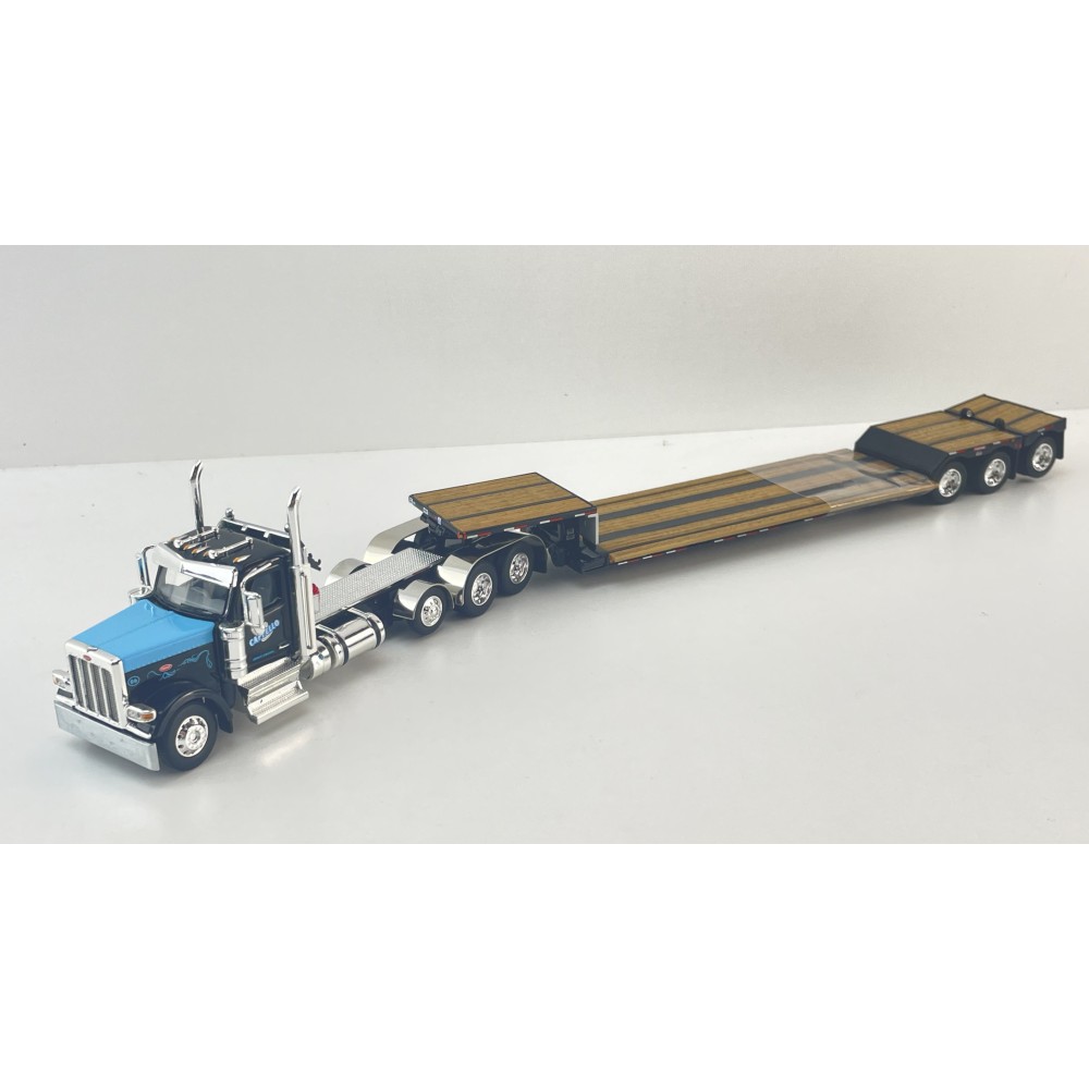 First Gear 60-2267 Peterbilt 359 Tri Drive With Tri Axle Lowboy With Flip Over Axle Trailer - Cappello Heavy Transport - Scale 1:64