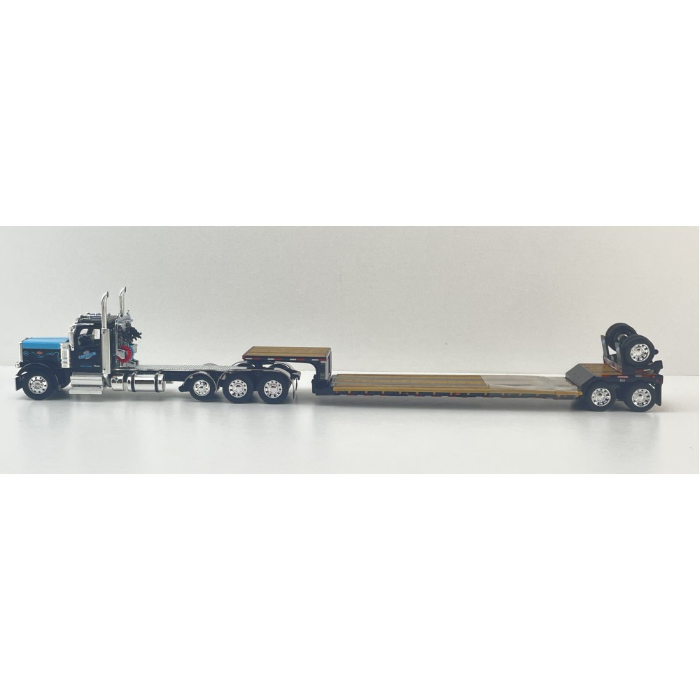 First Gear 60-2267 Peterbilt 359 Tri Drive With Tri Axle Lowboy With Flip Over Axle Trailer - Cappello Heavy Transport - Scale 1:64