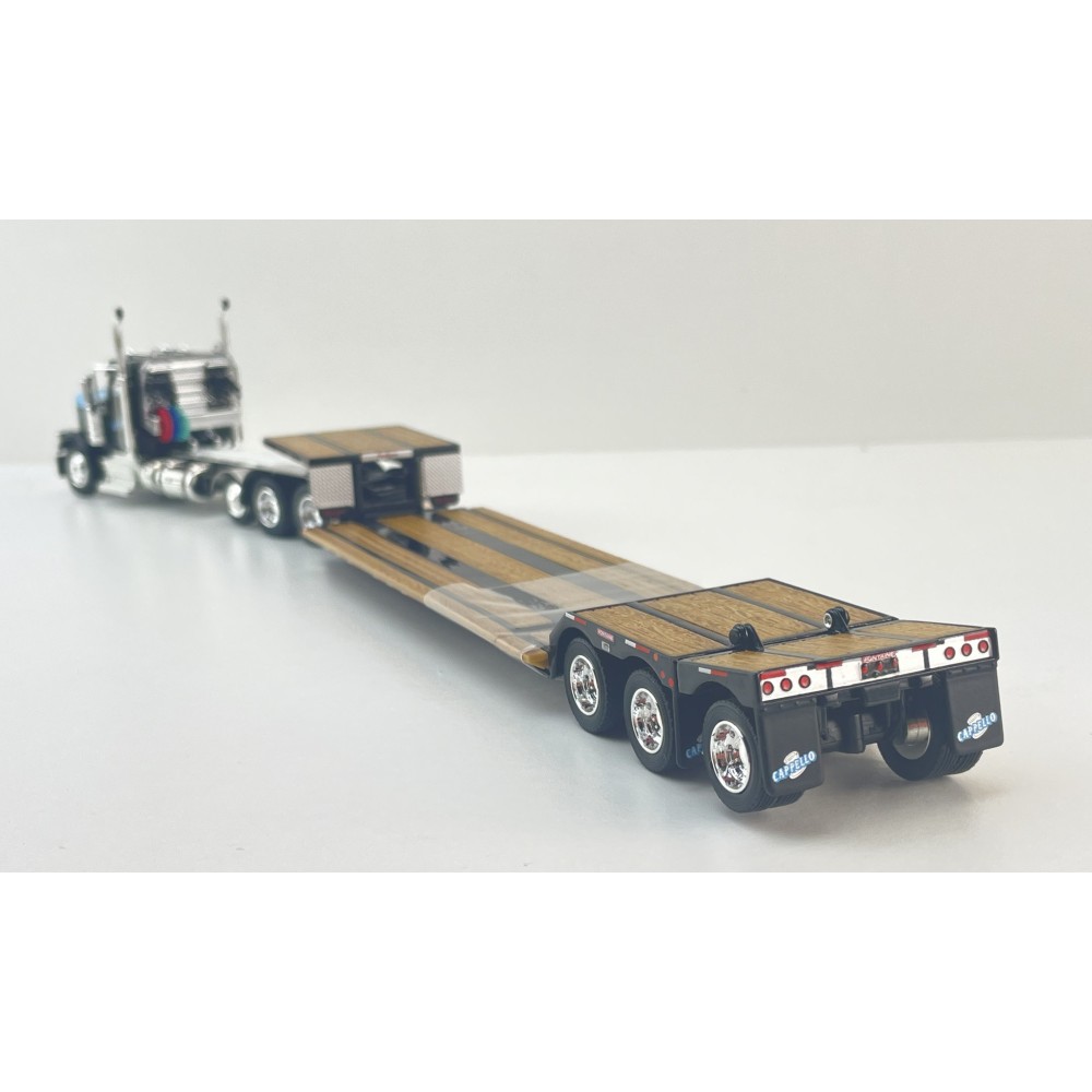 First Gear 60-2267 Peterbilt 359 Tri Drive With Tri Axle Lowboy With Flip Over Axle Trailer - Cappello Heavy Transport - Scale 1:64