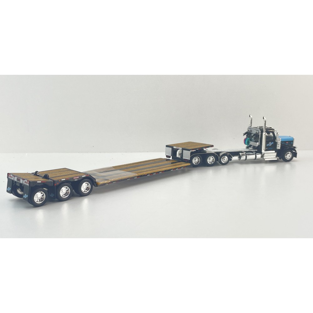 First Gear 60-2267 Peterbilt 359 Tri Drive With Tri Axle Lowboy With Flip Over Axle Trailer - Cappello Heavy Transport - Scale 1:64