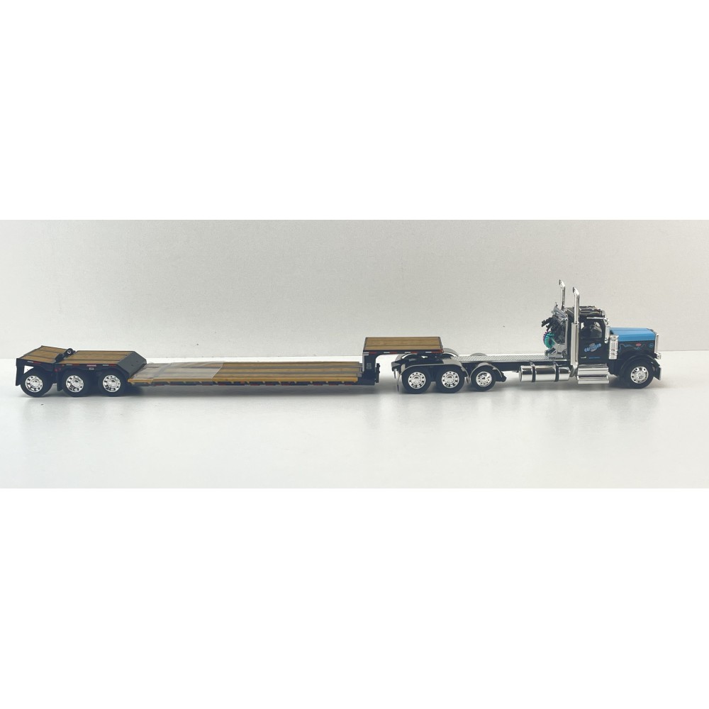 First Gear 60-2267 Peterbilt 359 Tri Drive With Tri Axle Lowboy With Flip Over Axle Trailer - Cappello Heavy Transport - Scale 1:64