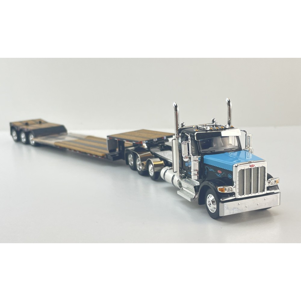 First Gear 60-2267 Peterbilt 359 Tri Drive With Tri Axle Lowboy With Flip Over Axle Trailer - Cappello Heavy Transport - Scale 1:64