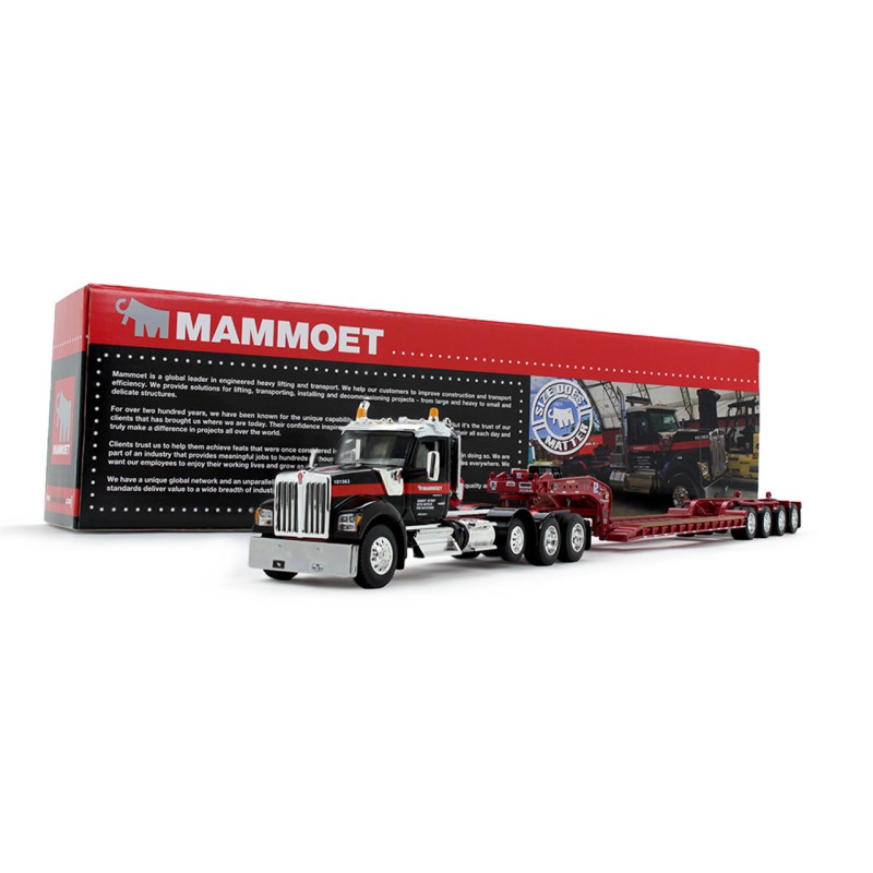 First Gear 69-1869 Mammoet Kenworth W990 Day Cab with Tri-Axle Lowboy Trailer Scale 1:64