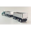 First Gear DCP 60-2291 Kenworth W900A Day Cab truck with 22ft Dual End Dump Trailers & Dolly Turquoise White - Scale 1:64