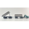 First Gear DCP 60-2291 Kenworth W900A Day Cab truck with 22ft Dual End Dump Trailers & Dolly Turquoise White - Scale 1:64