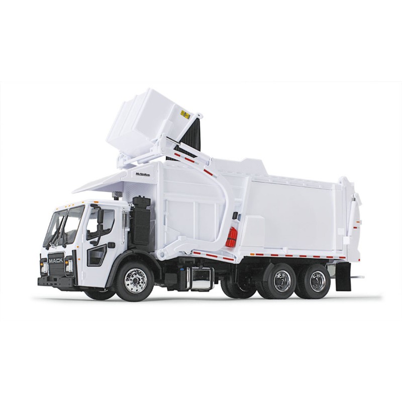 First Gear 10-4235 White Mack LR with McNeilus Meridian Front Loader & Trash Bin Scale 1:34