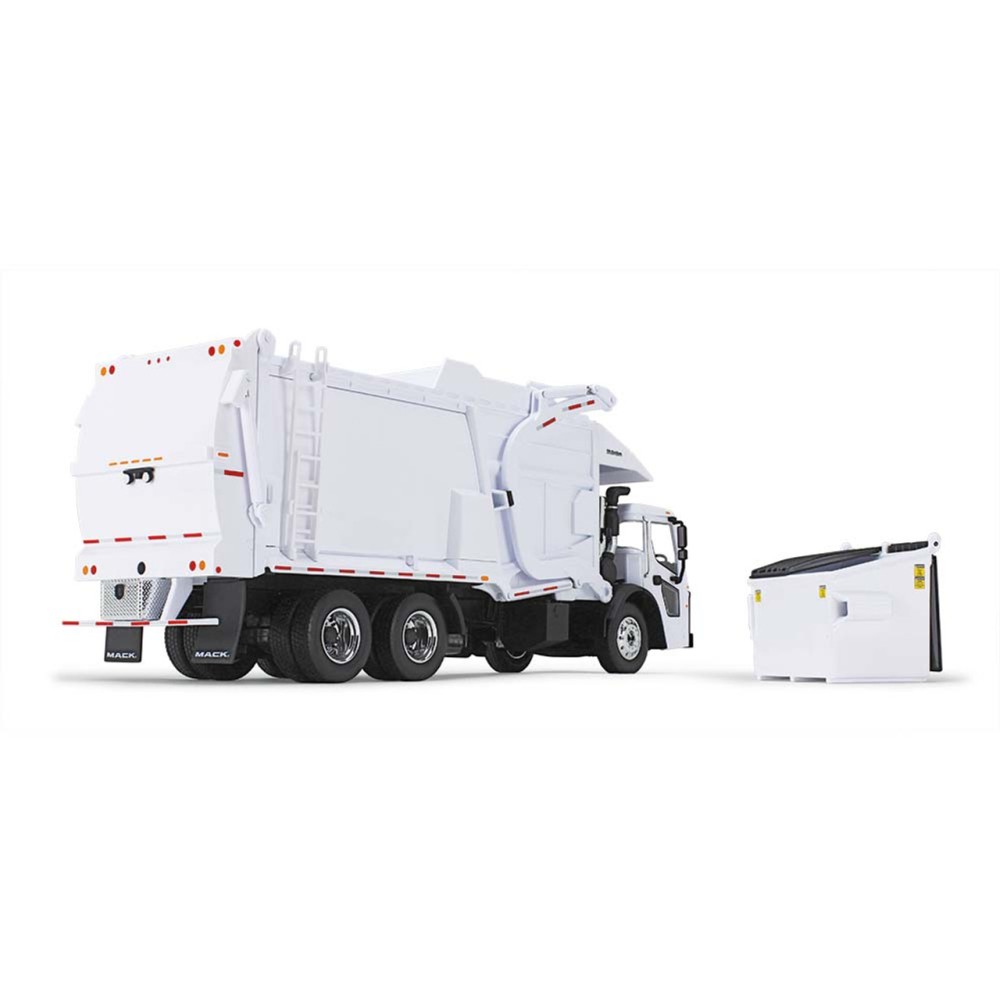 First Gear 10-4235 White Mack LR with McNeilus Meridian Front Loader & Trash Bin Scale 1:34