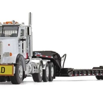 First Gear 50-3349B Peterbilt Model 367 Day Cab 8x4 Truck Talbert 55SA Lowboy Trailer - Komatsu Scale 1:50