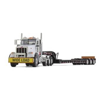 First Gear 50-3349B Peterbilt Model 367 Day Cab 8x4 Truck Talbert 55SA Lowboy Trailer - Komatsu Scale 1:50
