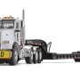 First Gear 50-3349B Peterbilt Model 367 Day Cab 8x4 Truck Talbert 55SA Lowboy Trailer - Komatsu Scale 1:50