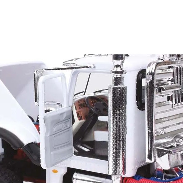 First Gear 50-3349B Peterbilt Model 367 Day Cab 8x4 Truck Talbert 55SA Lowboy Trailer - Komatsu Scale 1:50