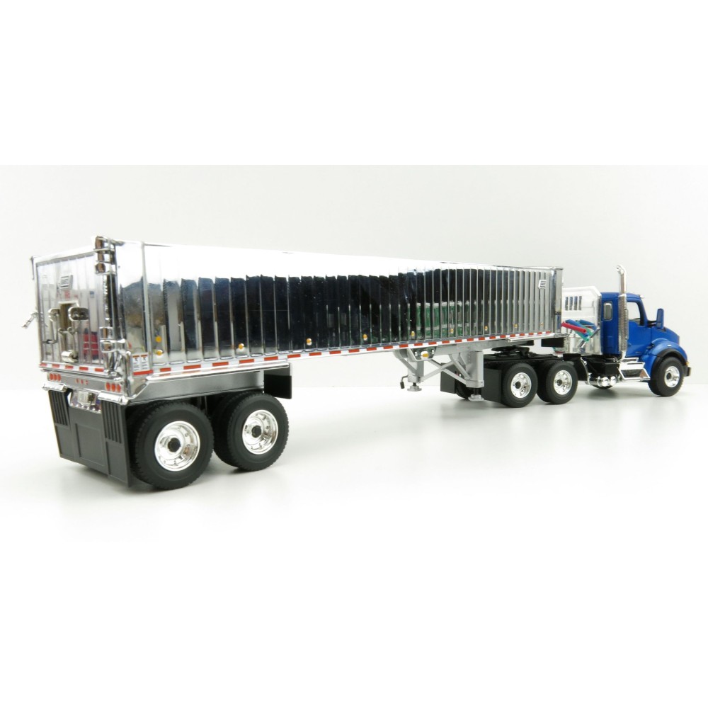 First Gear 50-3451 Kenworth T880 6x4 Blue Metallic with Chrome East Genesis End Dump Trailer Scale 1:50
