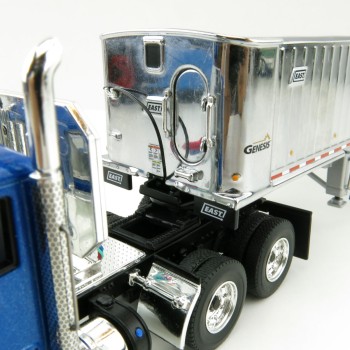 First Gear 50-3451 Kenworth T880 6x4 Blue Metallic with Chrome East Genesis End Dump Trailer Scale 1:50