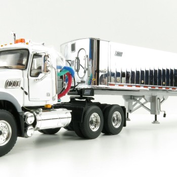 First Gear 50-3457 Mack Granite MP 6x4 White with East Genesis End Dump Trailer Scale 1:50