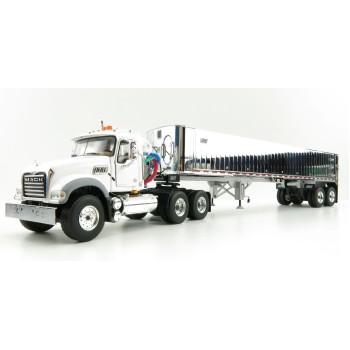First Gear 50-3457 Mack Granite MP 6x4 White with East Genesis End Dump Trailer Scale 1:50