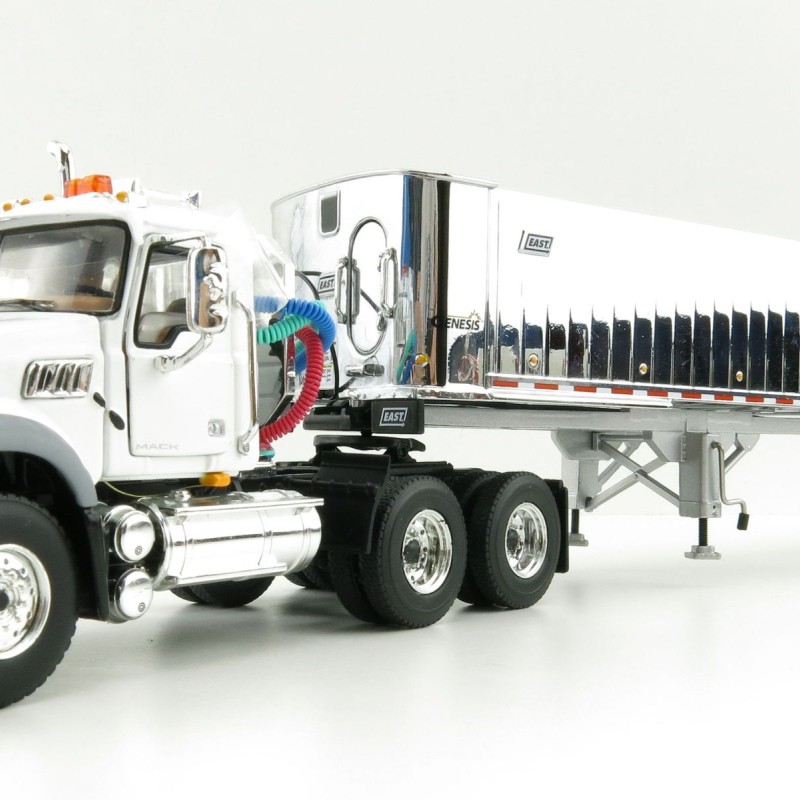 First Gear 50-3457 Mack Granite MP 6x4 White with East Genesis End Dump Trailer Scale 1:50