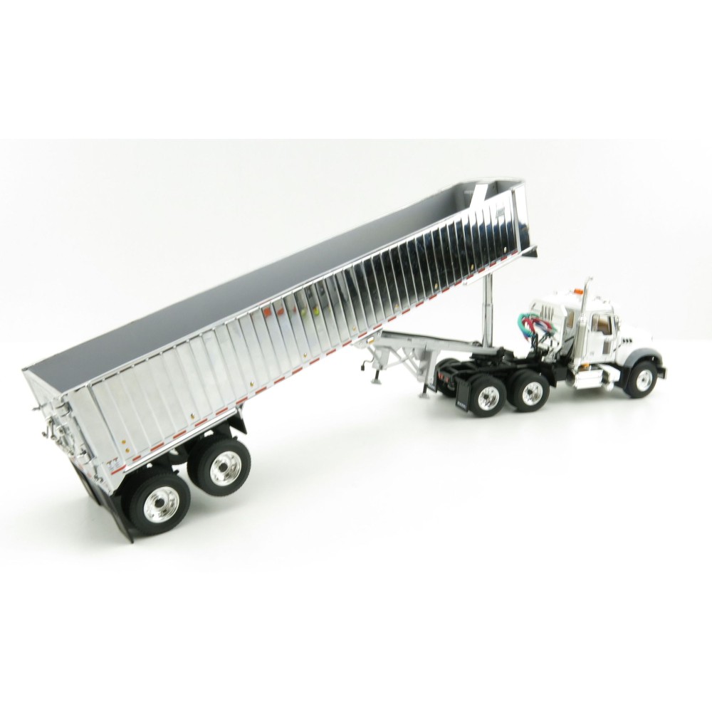 First Gear 50-3457 Mack Granite MP 6x4 White with East Genesis End Dump Trailer Scale 1:50