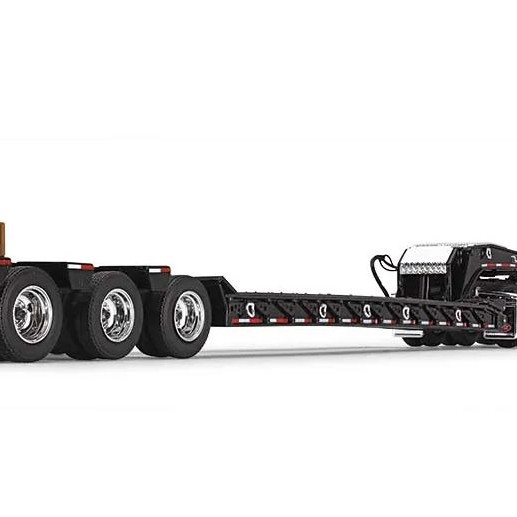 First Gear 50-3475 Peterbilt Model 367 Day Cab 8x4 Truck Talbert 55SA Lowboy Trailer Bright Orange Scale 1:50