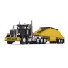First Gear 50-3490 Peterbilt Model 367 Day Cab 8x4 Truck Bottom Dump Trailer Black / Yellow Scale 1:50