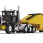 First Gear 50-3490 Peterbilt Model 367 Day Cab 8x4 Truck Bottom Dump Trailer Black / Yellow Scale 1:50
