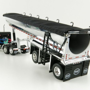 First Gear 60-1004 Peterbilt 389 Sleeper Cab Truck Black with MAC Half Round Dump Trailer - Scale 1:64
