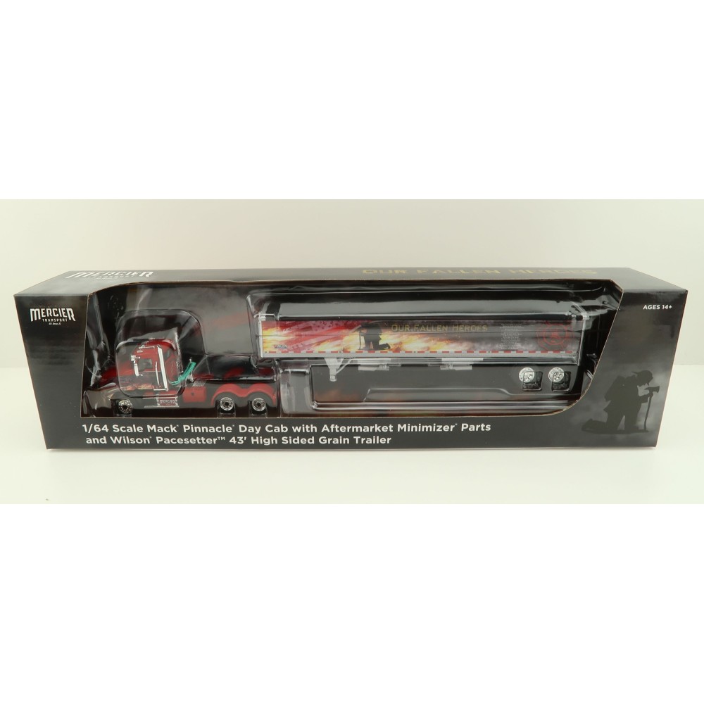 First Gear 60-1114 Mack Pinnacle 6x4 Truck with Wilson Grain Trailer Mercier Transport - Our Fallen Heroes - Scale 1:64