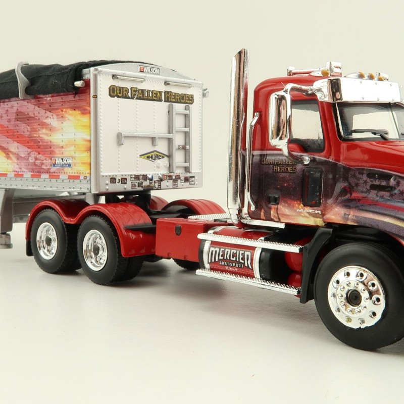 First Gear 60-1114 Mack Pinnacle 6x4 Truck with Wilson Grain Trailer Mercier Transport - Our Fallen Heroes - Scale 1:64