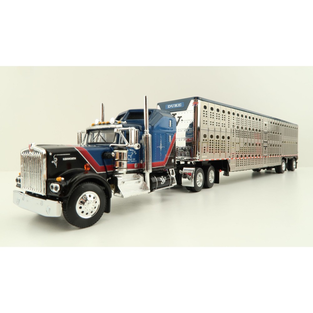 First Gear 60-1204 Kenworth W900A Aerodyne 6x4 Truck with Livestock Trailer - John Wayne: Cattle Company - Scale 1:64