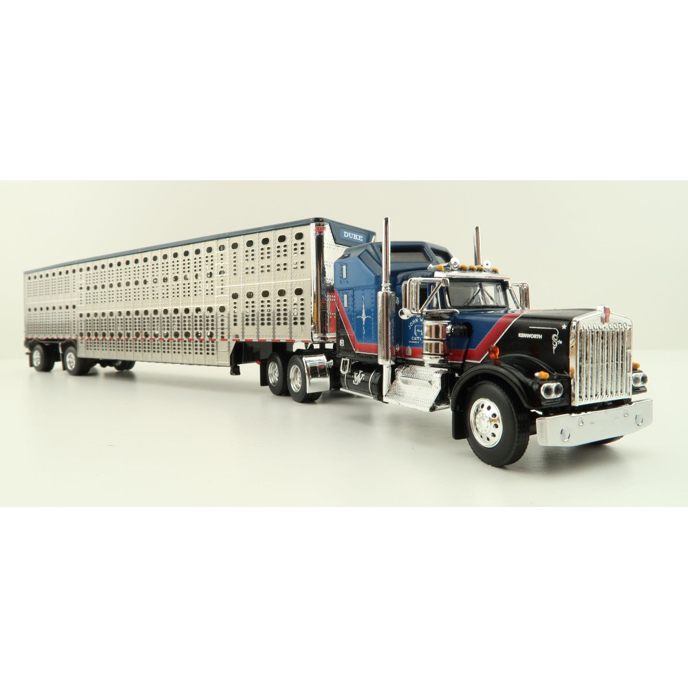First Gear 60-1204 Kenworth W900A Aerodyne 6x4 Truck with Livestock Trailer - John Wayne: Cattle Company - Scale 1:64