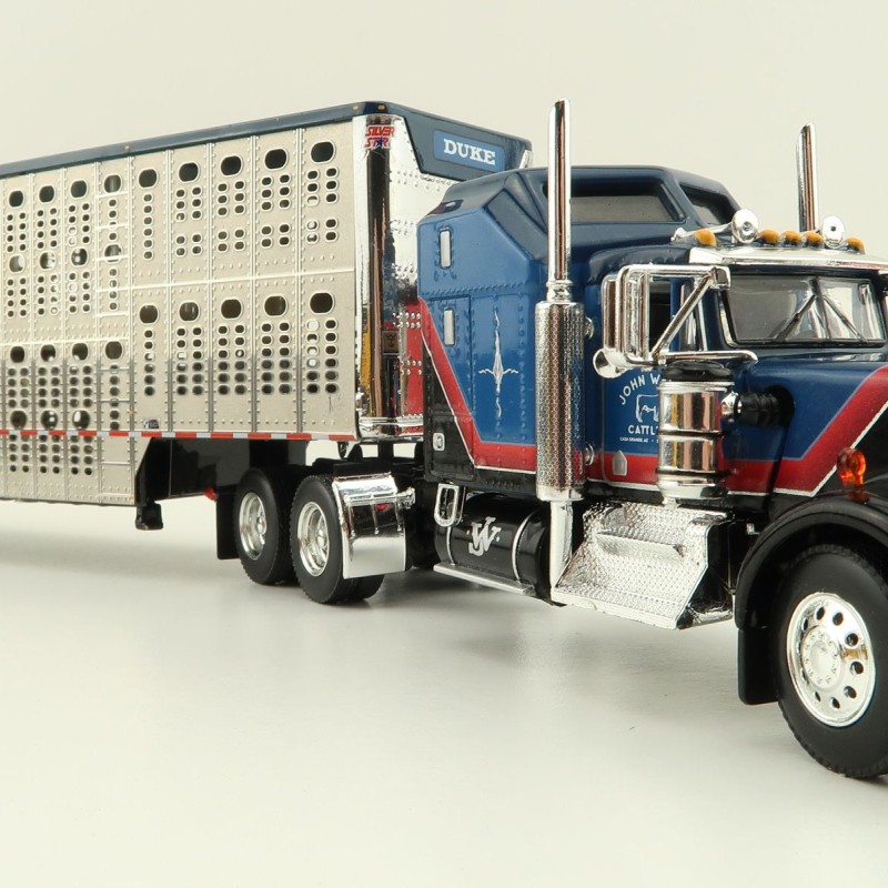 First Gear 60-1204 Kenworth W900A Aerodyne 6x4 Truck with Livestock Trailer - John Wayne: Cattle Company - Scale 1:64