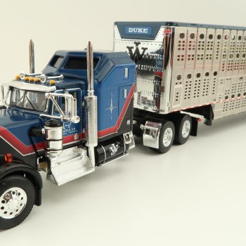 First Gear 60-1204 Kenworth W900A Aerodyne 6x4 Truck with Livestock Trailer - John Wayne: Cattle Company - Scale 1:64