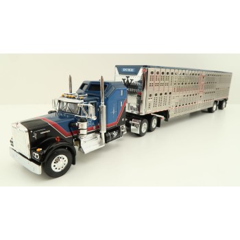 First Gear 60-1204 Kenworth W900A Aerodyne 6x4 Truck with Livestock Trailer - John Wayne: Cattle Company - Scale 1:64