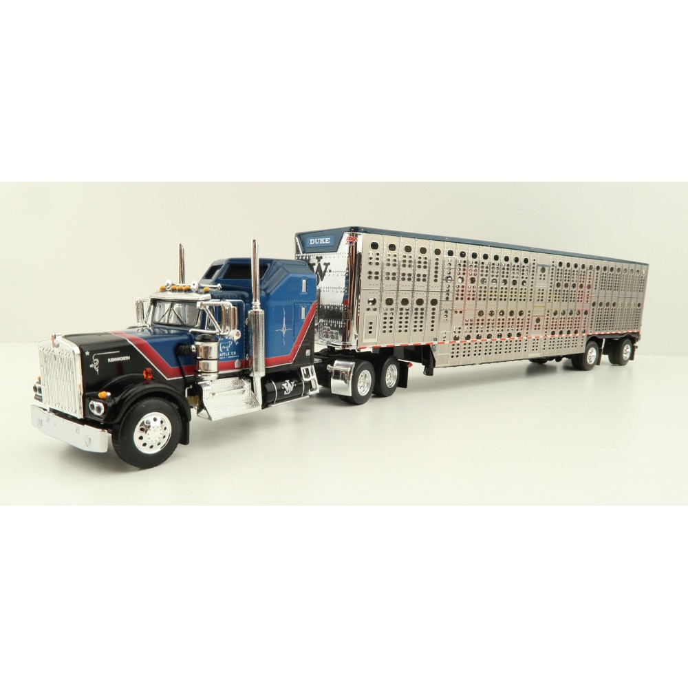 First Gear 60-1204 Kenworth W900A Aerodyne 6x4 Truck with Livestock Trailer - John Wayne: Cattle Company - Scale 1:64