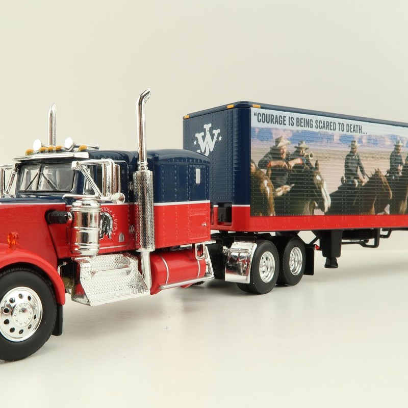 First Gear 60-1205 Kenworth W900A Sleeper 6x4 Truck with 40 FT Vintage Trailer - John Wayne: Courage - Scale 1:64