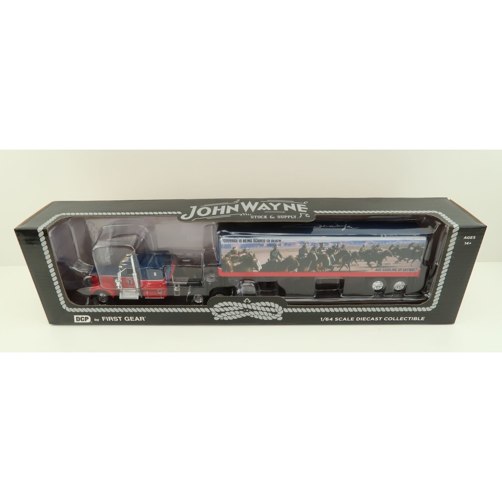 First Gear 60-1205 Kenworth W900A Sleeper 6x4 Truck with 40 FT Vintage Trailer - John Wayne: Courage - Scale 1:64
