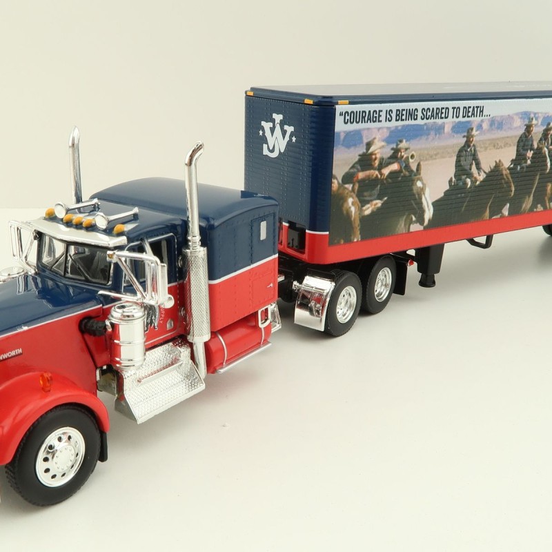 First Gear 60-1205 Kenworth W900A Sleeper 6x4 Truck with 40 FT Vintage Trailer - John Wayne: Courage - Scale 1:64