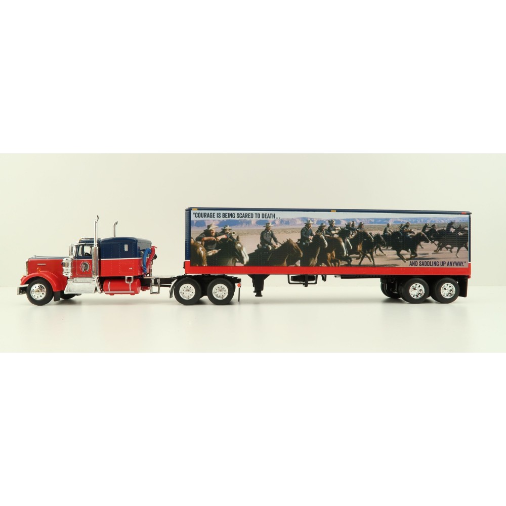 First Gear 60-1205 Kenworth W900A Sleeper 6x4 Truck with 40 FT Vintage Trailer - John Wayne: Courage - Scale 1:64